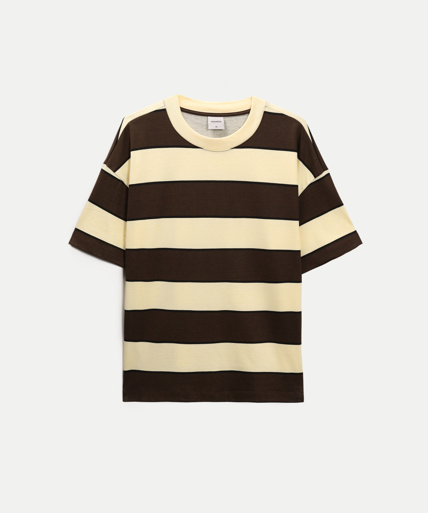 Camiseta Manga Corta Oversize a Rayas, Cafe