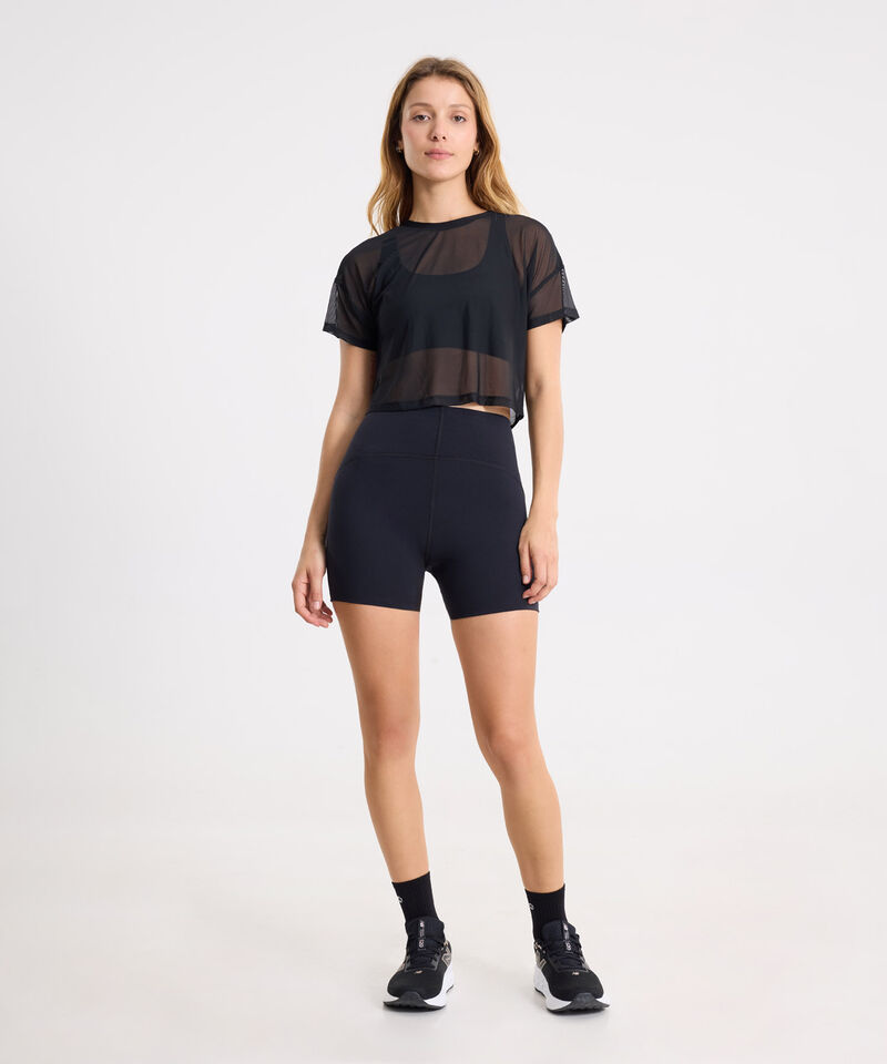 Set Training Negro con Camiseta Mesh, Top sin Copas y Biker Aerius, 