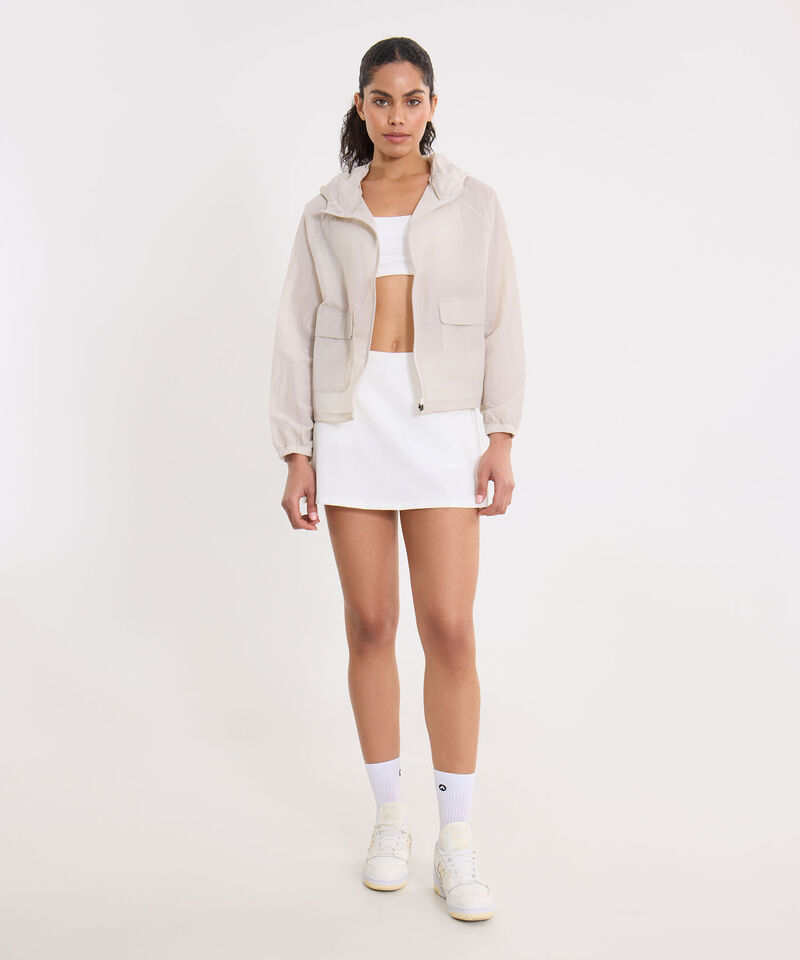 Chaqueta Rompevientos con Capota y Bolsillos, Mocca