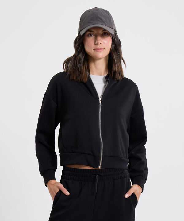 Hoodie Crop Full Zipper Plush image number null