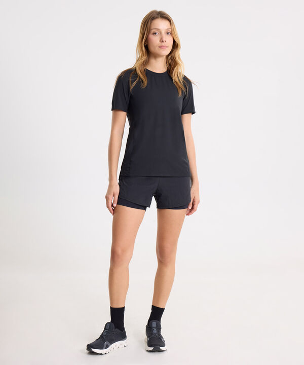 Set Deportivo Negro con Camiseta y Short Running con Biker Interno,  image number null