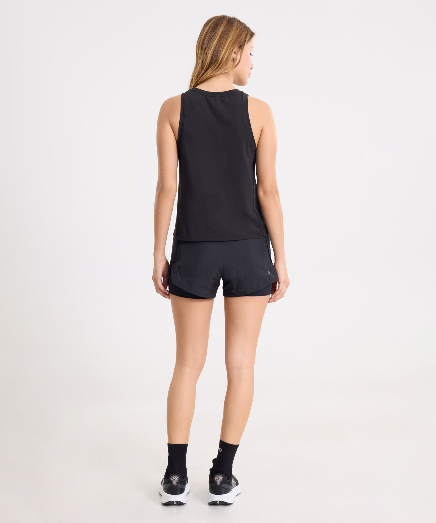Conjunto Running Negro con Camiseta Sisa y Short con Biker Interno, 