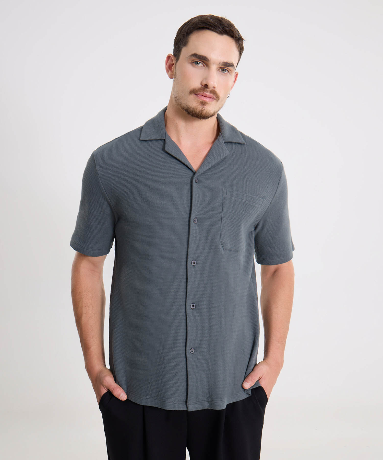 Camisa Para Hombre GrisOscuro