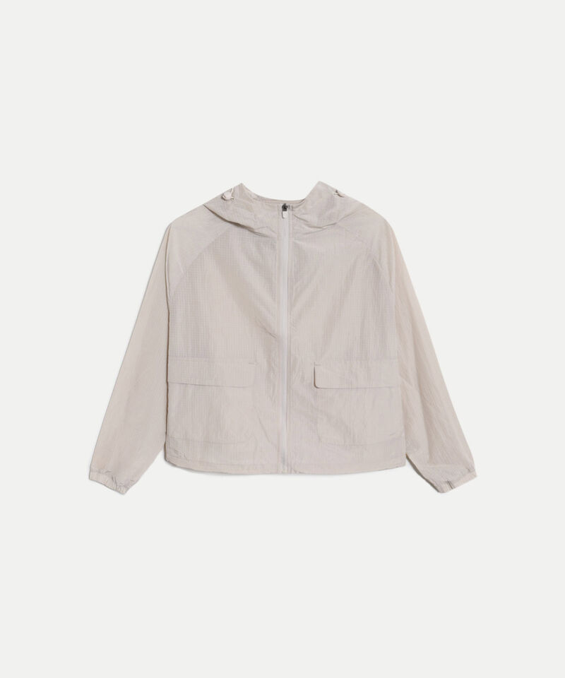 Chaqueta Rompevientos con Capota y Bolsillos, Mocca