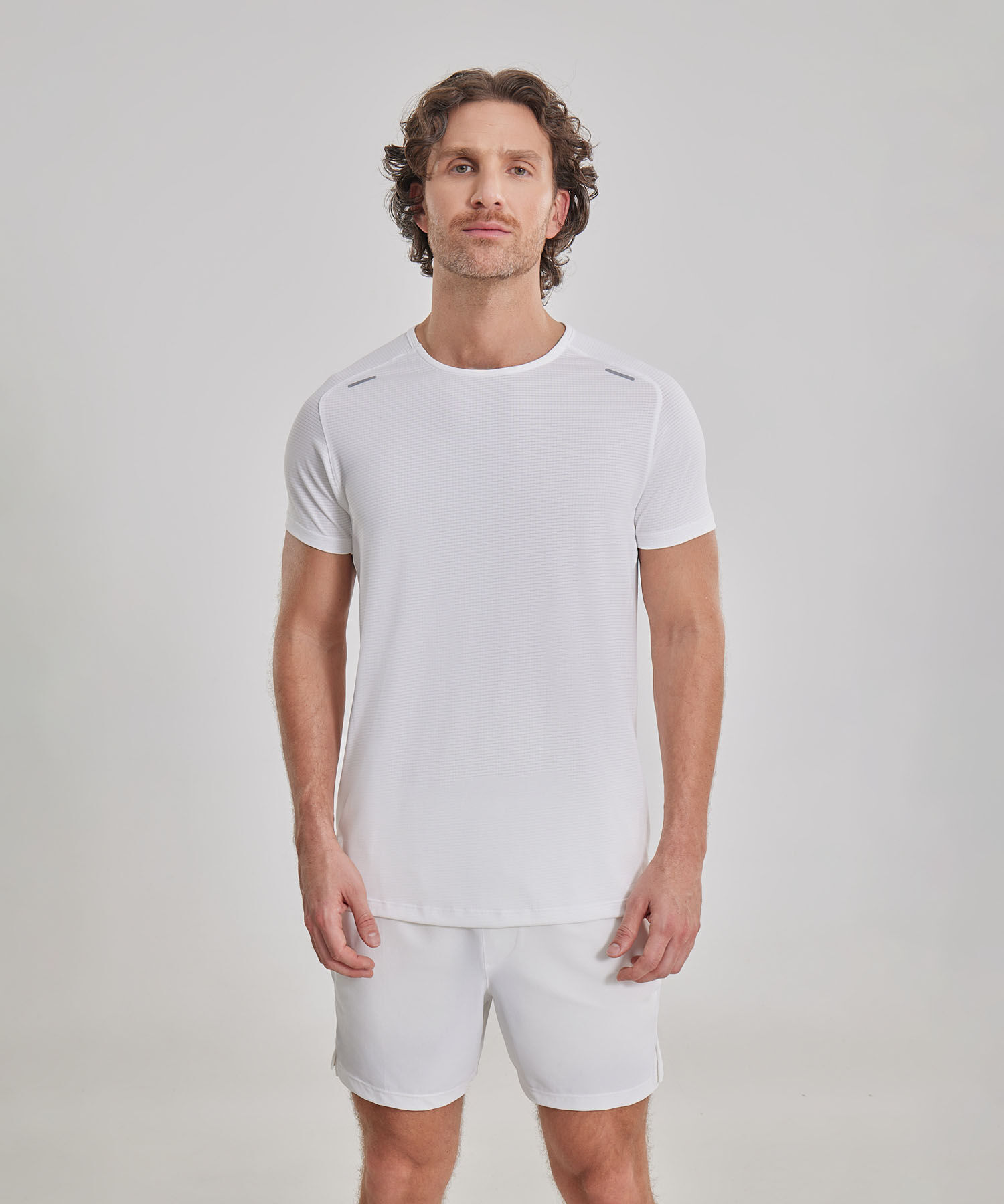 Camiseta Deportiva Manga Corta Texturizada, Hueso