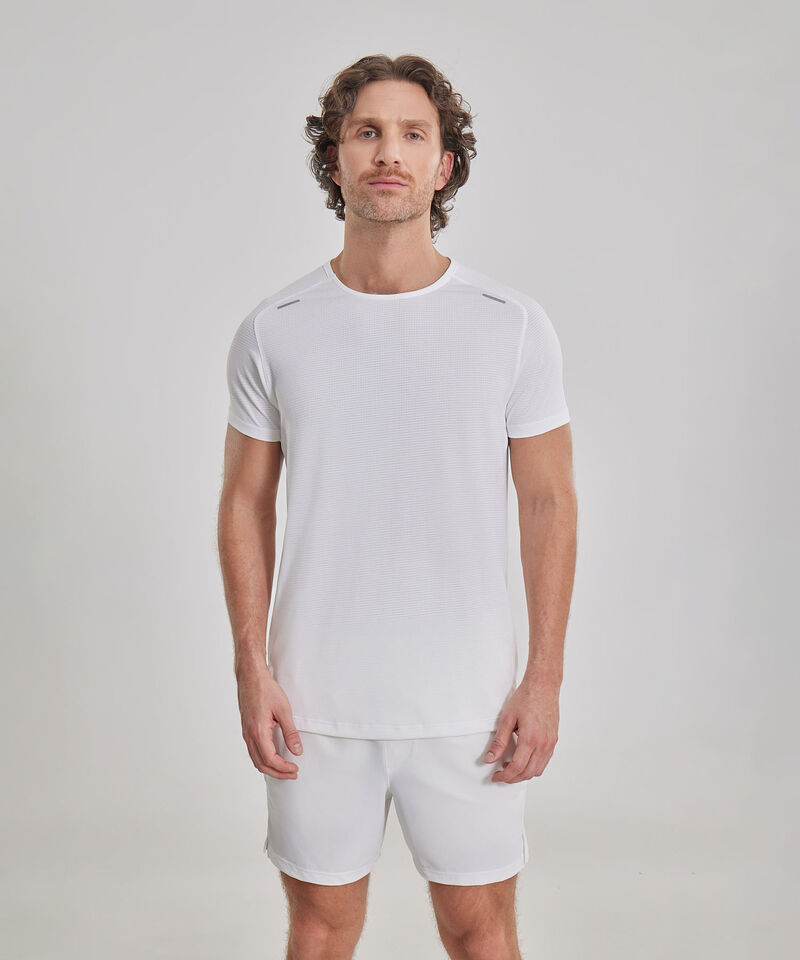Camiseta Deportiva Manga Corta Texturizada, Hueso