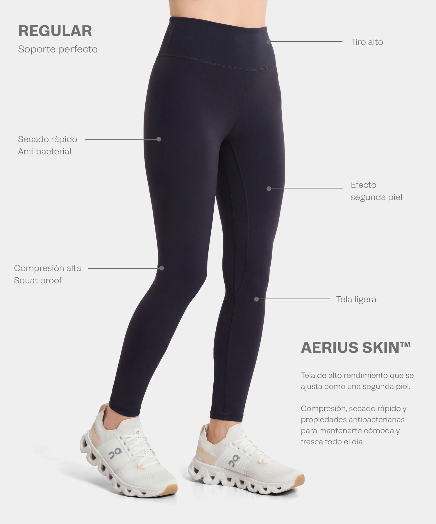 Leggings Aerius Skin con Venas, Cafe