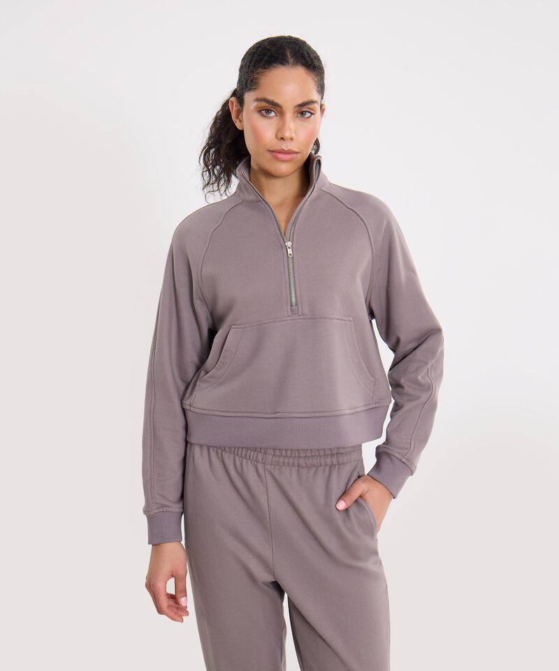 Conjunto Lila con Jogger y Buzo Half Zipper, 