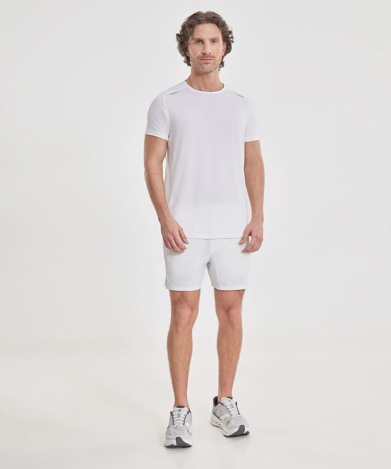 Set Deportivo Blanco con Camiseta con Reflectivos y Short con B&oacute;xer Interno, 