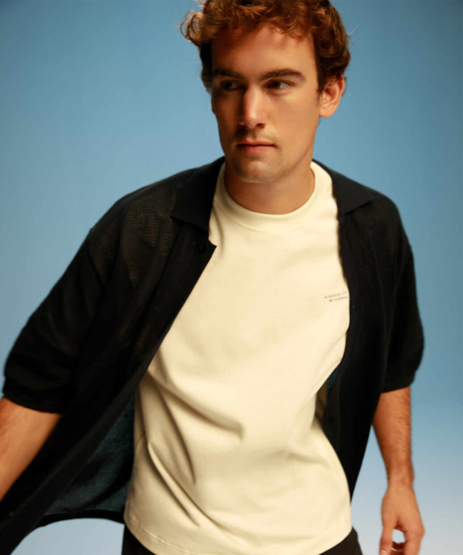 Camiseta Boxy con Estampado Frontal, Blanco