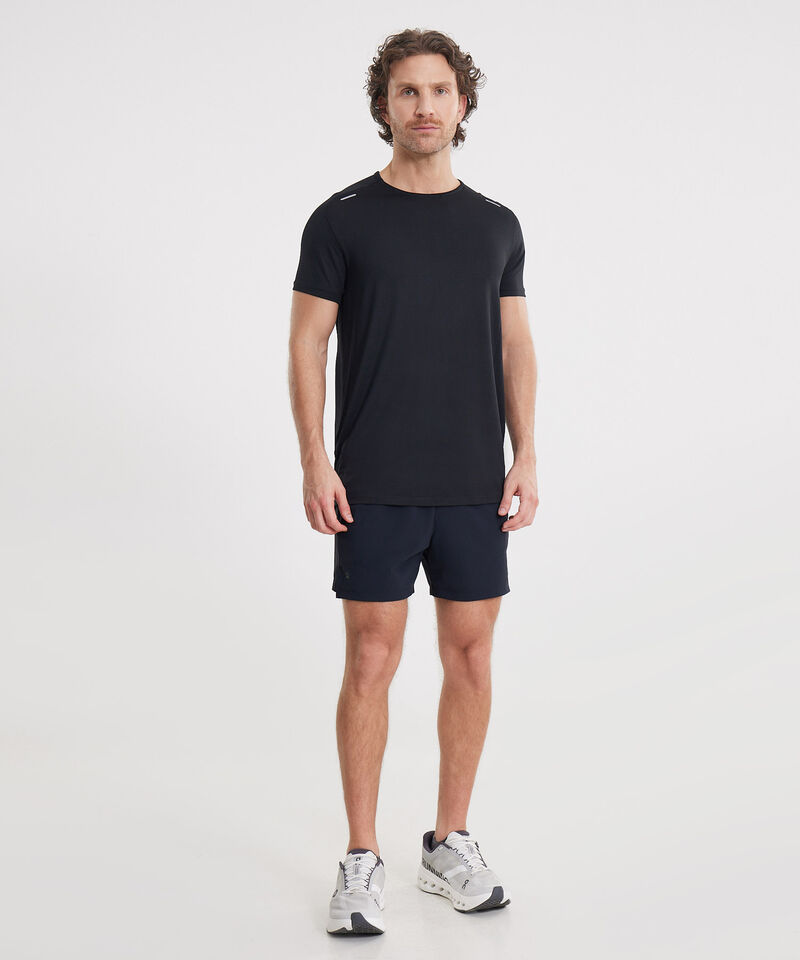 Set Running Negro con Camiseta Reflectiva y Short Medio Running, 
