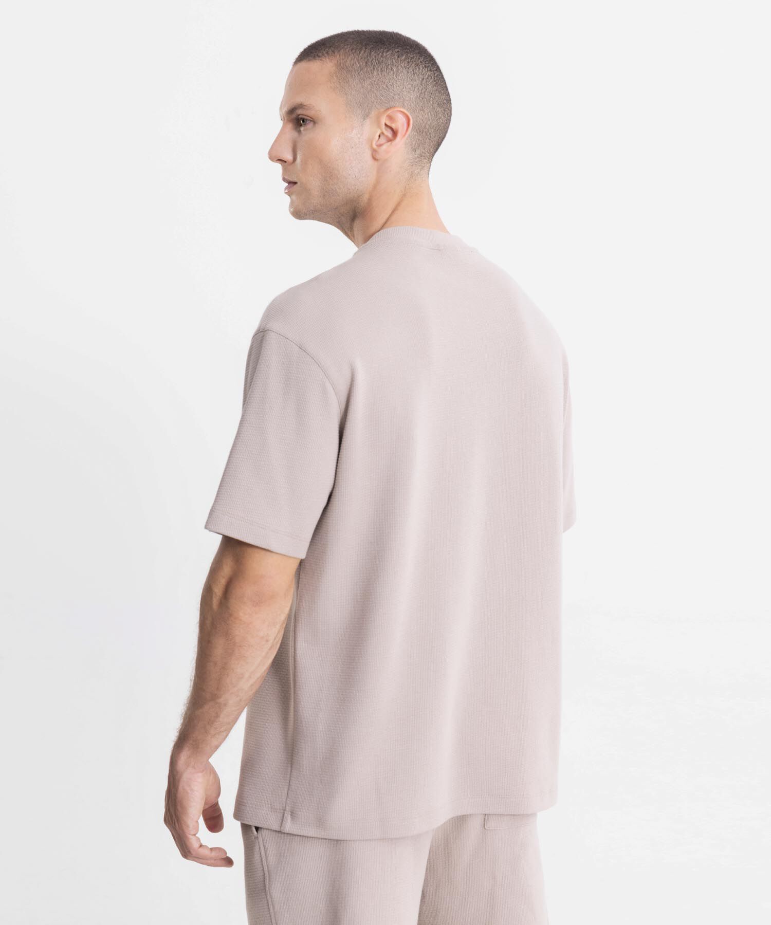 Camiseta Regular Fit Manga Corta Texturizada, Mocca