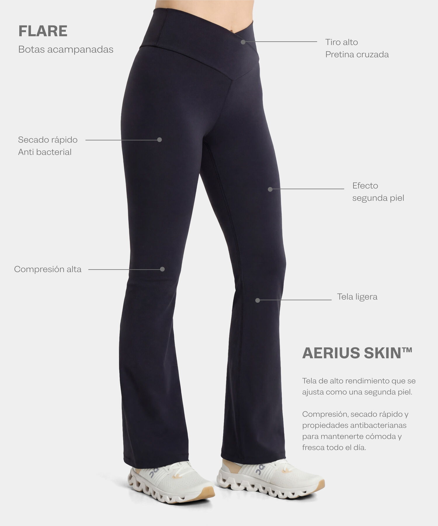 Leggings Flare Aerius Skin, AzulOscuro