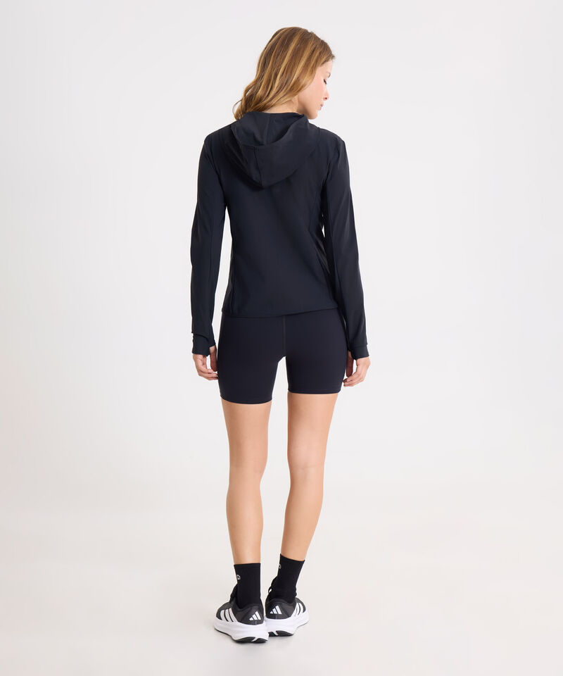 Outfit Training Negro con Chaqueta, Top Seamless y Short Running, 