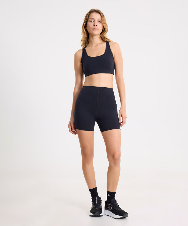 Set Deportivo Negro con Biker de 10 cm y Top de Soporte Alto, 