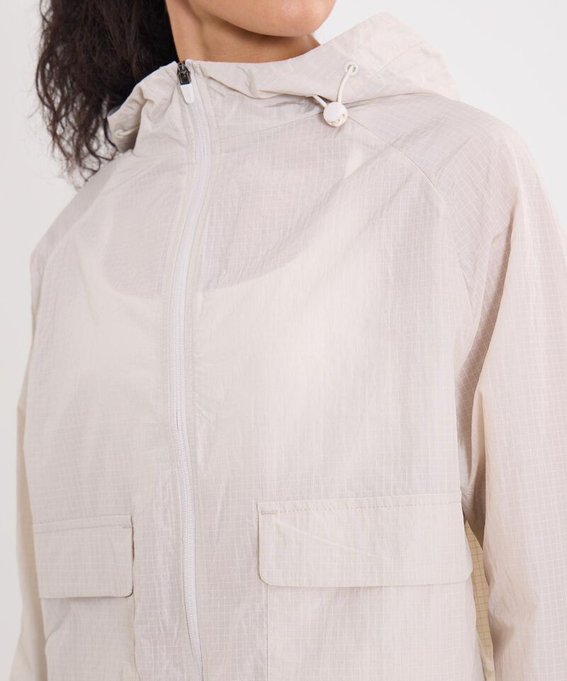 Chaqueta Rompevientos con Capota y Bolsillos, Mocca