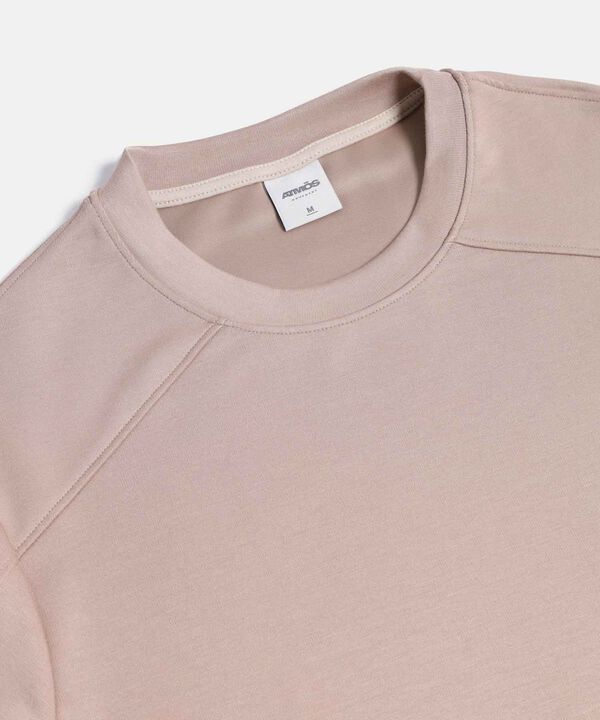 Camiseta Relaxed Fit Plush con Cortes, Mocca image number null