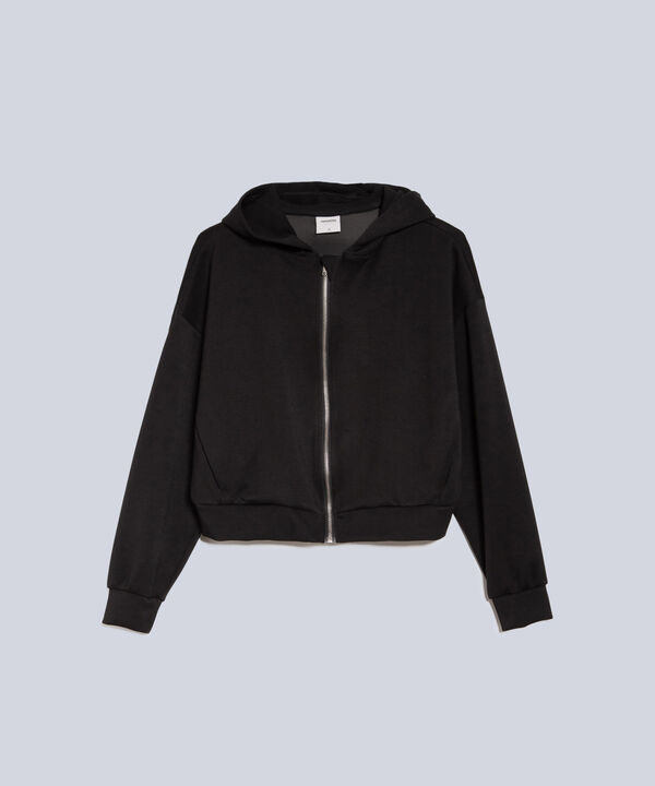 Hoodie Crop Full Zipper Plush image number null