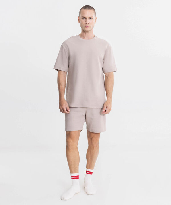 Camiseta Regular Fit Manga Corta Texturizada, Mocca