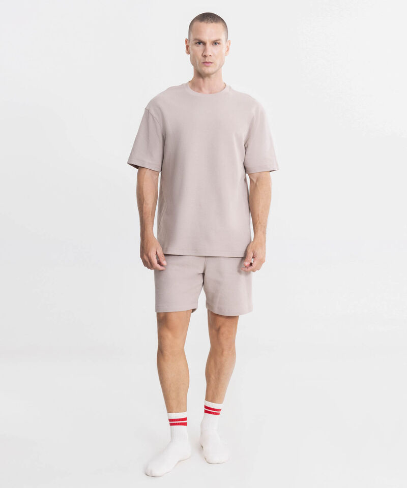 Camiseta Regular Fit Manga Corta Texturizada, Mocca