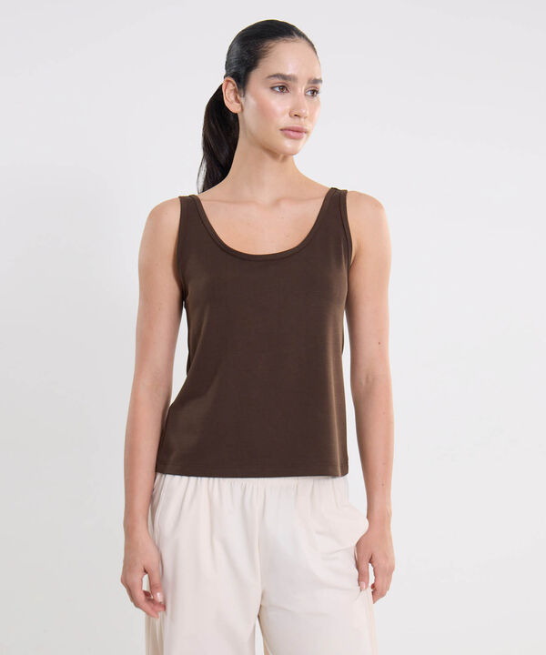 Camiseta Para Mujer CafeOscuro image number null