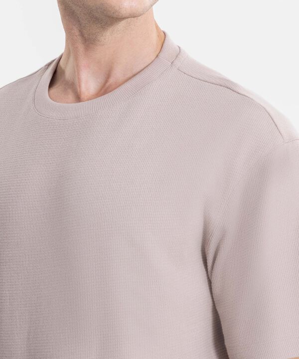 Camiseta Regular Fit Manga Corta Texturizada, Mocca image number null