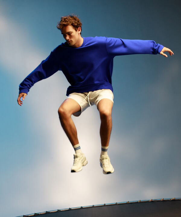 Buzo Oversize Cuello Redondo Plush, Azul image number null