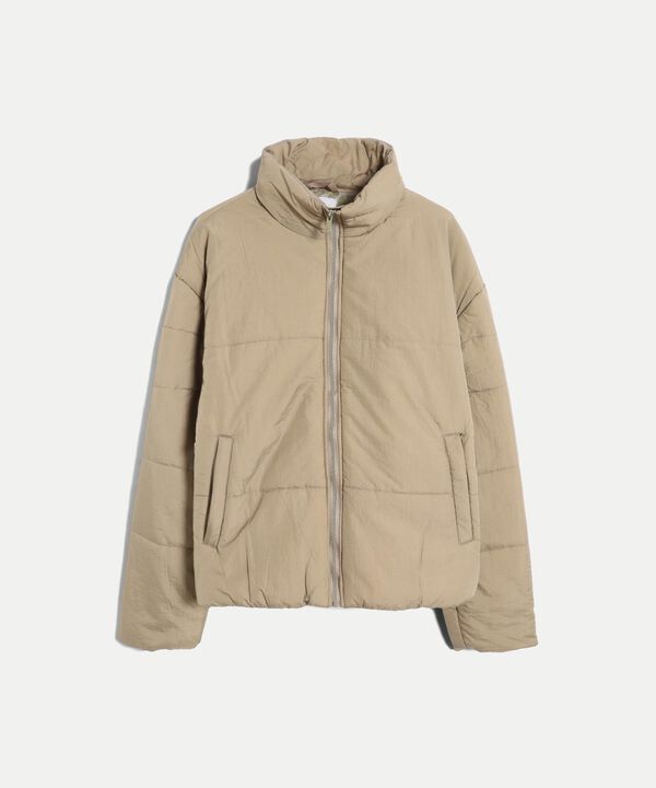 Chaqueta Acolchada Cuello Alto, Mocca image number null