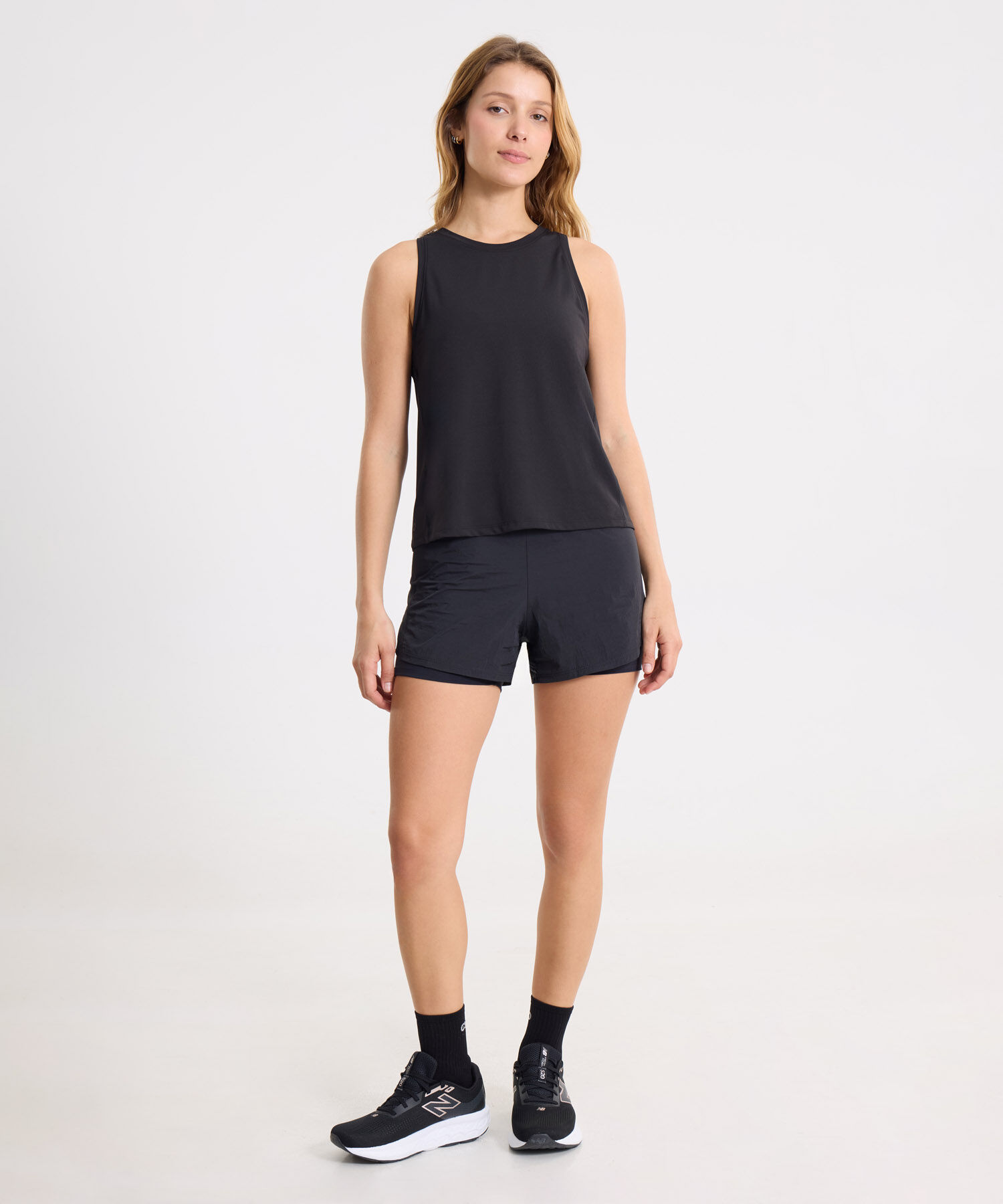 Conjunto Running Negro con Camiseta Sisa y Short con Biker Interno, 