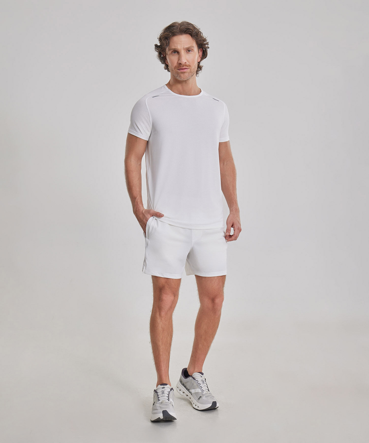 Camiseta Deportiva Manga Corta Texturizada, Hueso