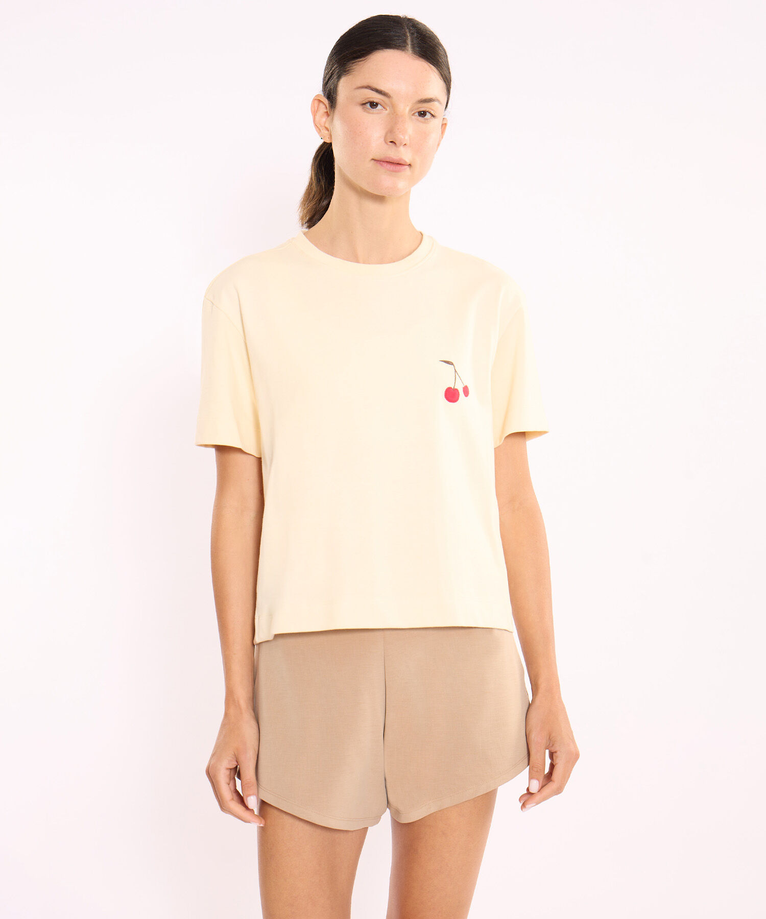 Camiseta Para Mujer Crema